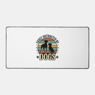 Easily Distracted by Dogs Vintage Silhouette Desig Schreibtischunterlage