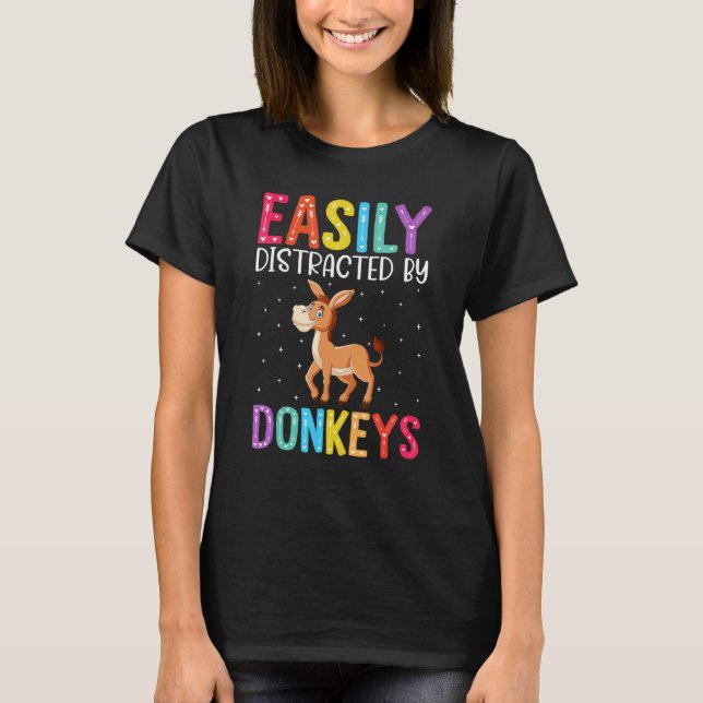 Easily Distracted By Donkeys  Donkey T-Shirt (Vorderseite)