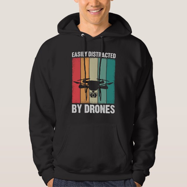Easily Distracted by Drones  Drone Pilot Enthusias Hoodie (Vorderseite)