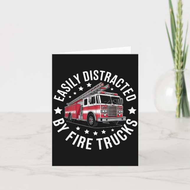 Easily Distracted By Fire Trucks Design  Karte (Vorderseite)