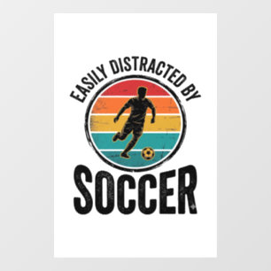 Easily Distracted By Fußball Vintage-Shirt-Design  Fensteraufkleber