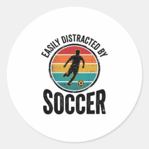 Easily Distracted By Fußball Vintage-Shirt-Design  Runder Aufkleber