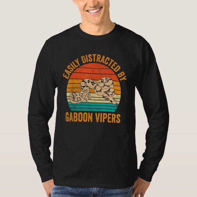 Easily Distracted By Gaboon Vipers Retro T-Shirt (Vorderseite)