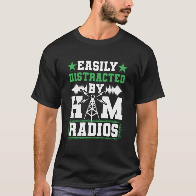 Easily Distracted By Ham Radios Network Network Si T-Shirt (Vorderseite)