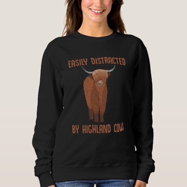 Easily Distracted By Highland Cows Highland Cow Sc Sweatshirt (Vorderseite)