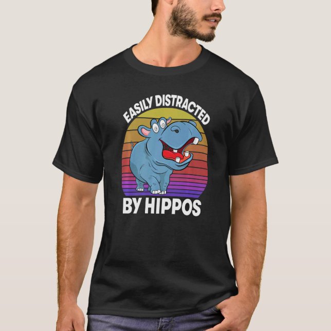 Easily Distracted By Hippo  Women Hippopotamus Par T-Shirt (Vorderseite)