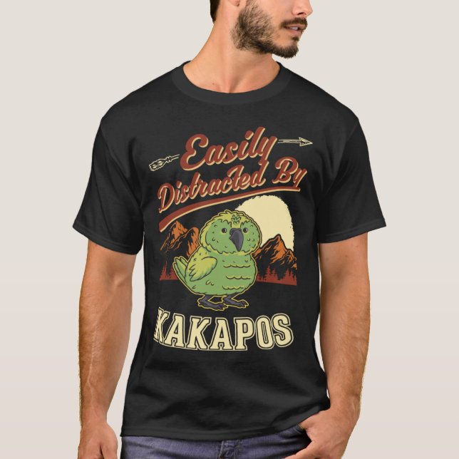 Easily distracted by Kakapos Night Parrot Kakapo T-Shirt (Vorderseite)