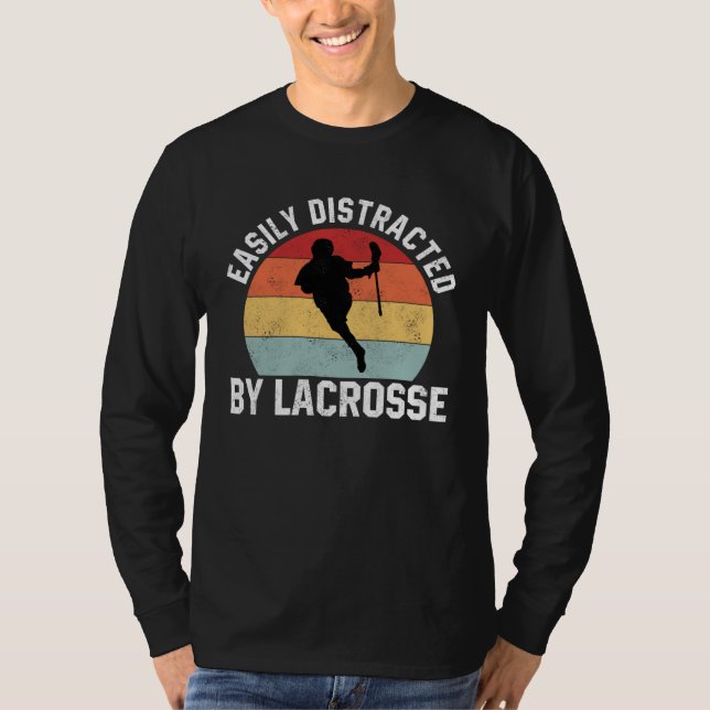 Easily Distracted By Lacrosse  Coach Player Sports T-Shirt (Vorderseite)