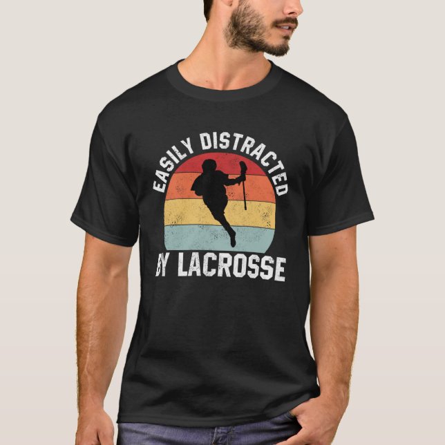 Easily Distracted By Lacrosse  Coach Player Sports T-Shirt (Vorderseite)