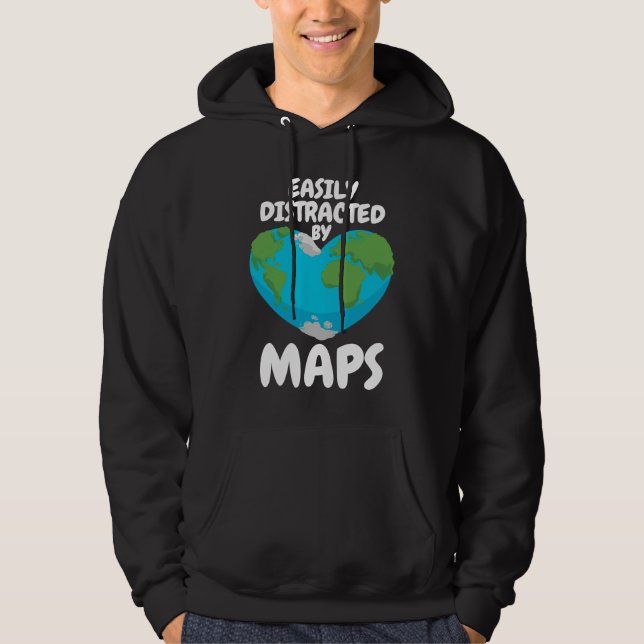 Easily Distracted By Maps Geography Teacher  1 Hoodie (Vorderseite)