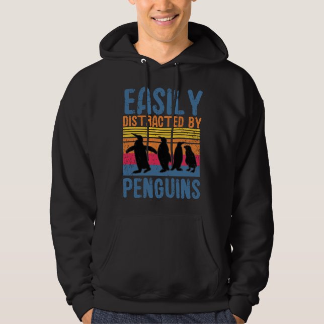 Easily Distracted By Penguins  Bird Cute Animal Hoodie (Vorderseite)