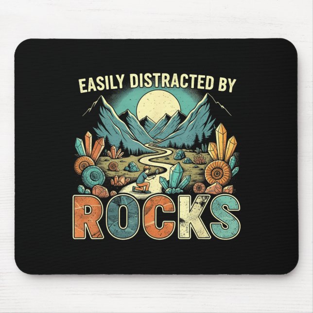 Easily Distracted By Rocks Geology Geologist Colle Mousepad (Vorne)