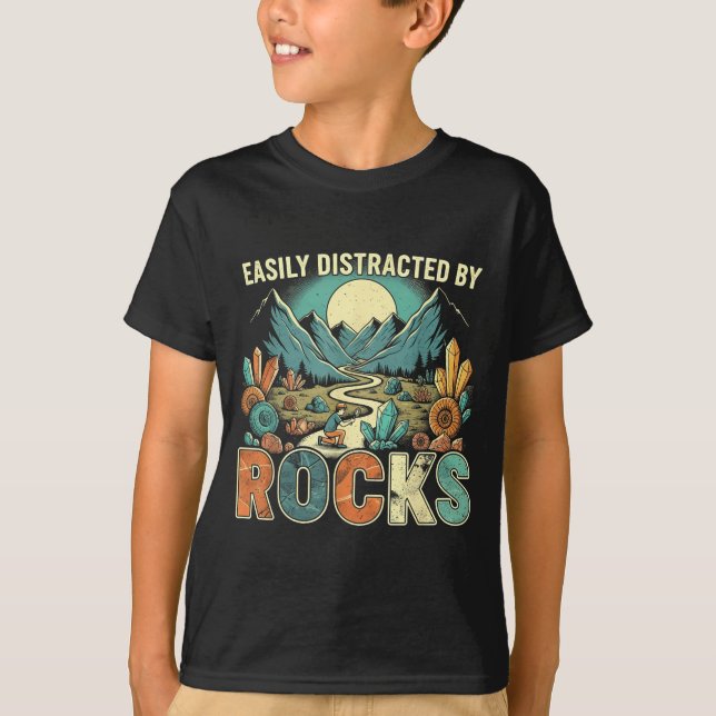 Easily Distracted By Rocks Geology Geologist Colle T-Shirt (Vorderseite)