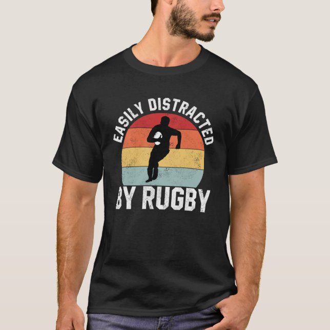 Easily Distracted By Rugby  Graphic Rugby Union T-Shirt (Vorderseite)