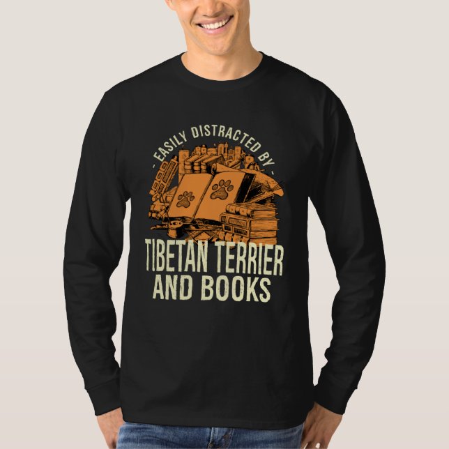 Easily Distracted By Tibetan Terrier And Books Tsa T-Shirt (Vorderseite)