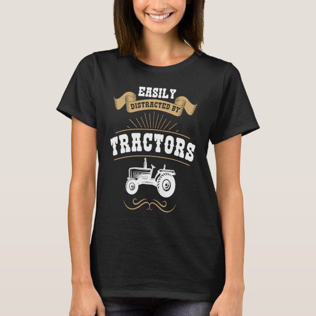 Easily Distracted By Tractors Mens Tractor T-Shirt (Vorderseite)