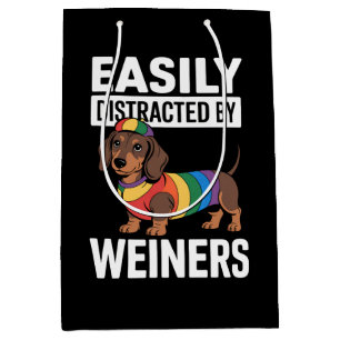 Easily Distracted By Weiners LGBTQ Regenbogen Schw Mittlere Geschenktüte