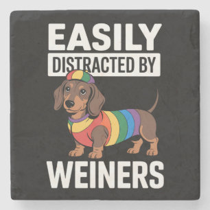 Easily Distracted By Weiners LGBTQ Regenbogen Schw Steinuntersetzer