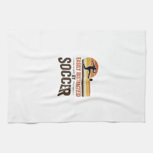 Easily Durch Fußball Abgelenkt Vintage-Shirt-Desig Geschirrtuch