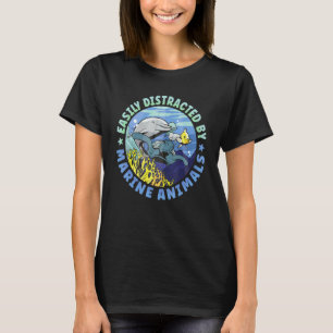 Easily Durch Meerestiere Abgelenkt Delfin Tauchen T-Shirt