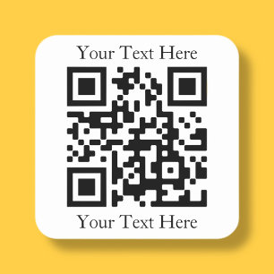 Easily Upload Your Own QR Code & Add Text Quadratischer Aufkleber