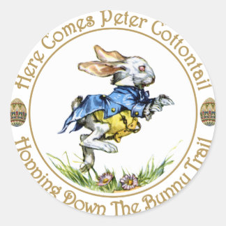 Easster - Hier kommt Peter Cottontail Runder Aufkleber