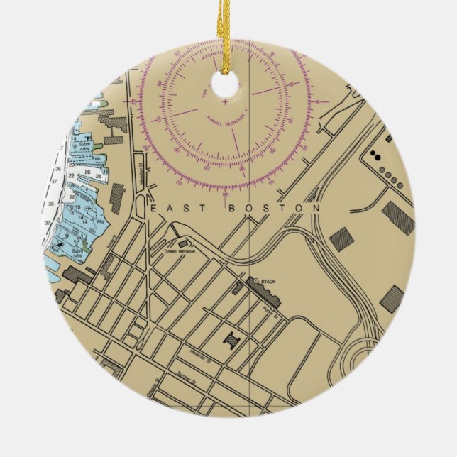 East Boston MA Chart Keramik Ornament (Hinten)