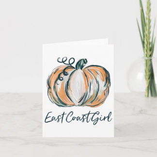 East Coast Girl Watercolor Pumpkin Fall Thanksgivi Karte