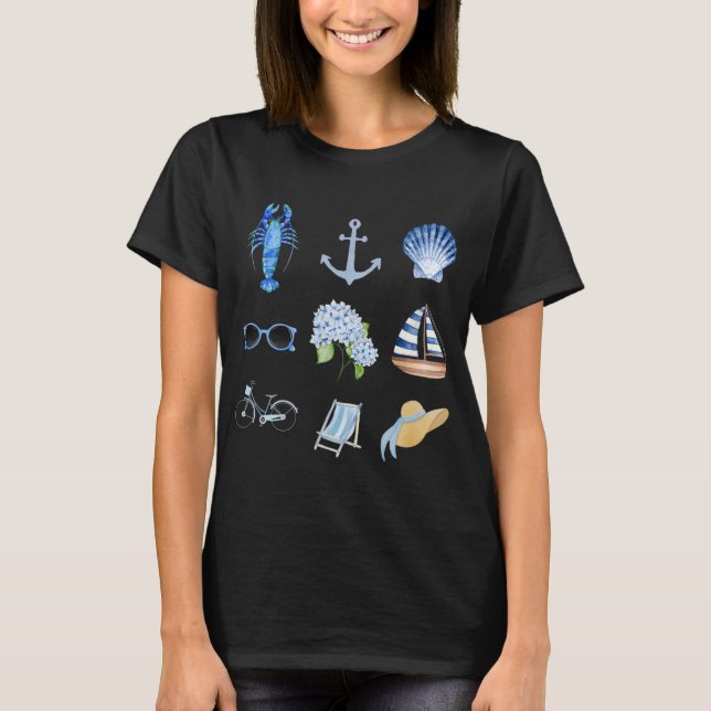 East Coast Summer New England Aesthetic Collage  T-Shirt (Vorderseite)
