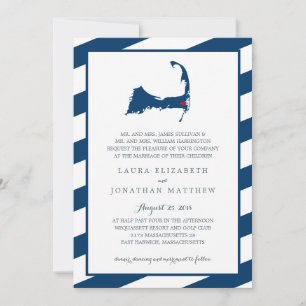 East Harwich Navy Blue Cape Cod Map   Hochzeit Einladung