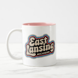 East Lansing 70er Retro Michigan Vintag Coffee Tas Zweifarbige Tasse