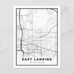 East Lansing Map Postkarte