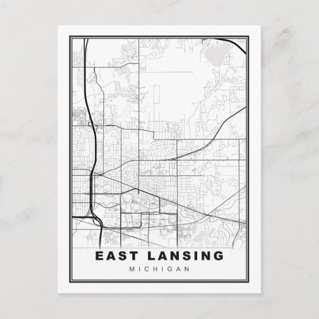 East Lansing Map Postkarte (Vorderseite)
