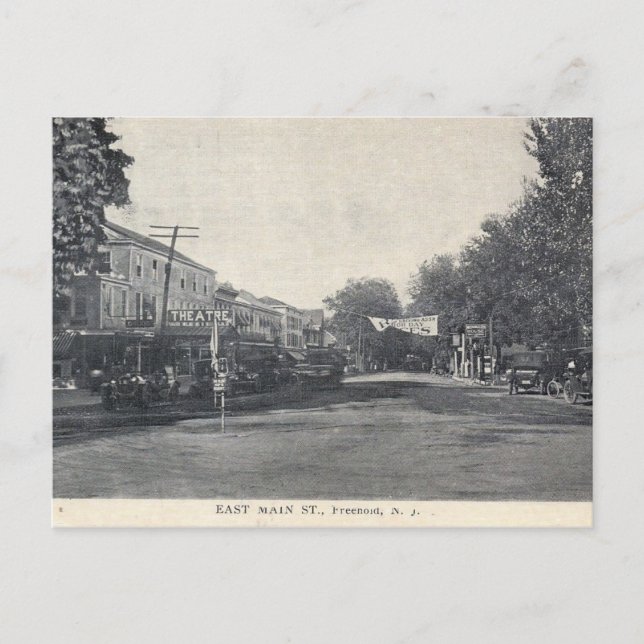 East Main Street, Freehold, NJ, Vintag Postkarte (Vorderseite)