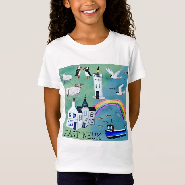 EAST NEUK Fife Scotland Watercolor Karte T-Shirt (Vorderseite)