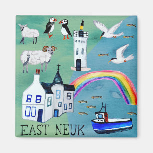 East Neuk of Fife Scotland Watercolor Art Magnet