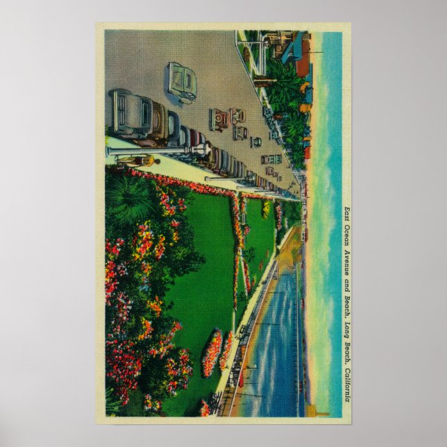 East Ocean Avenue and BeachLong Beach, CA Poster (Vorne)