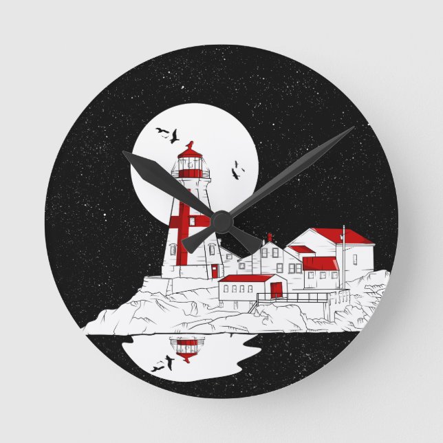 East Quoddy Head Lighthouse Wohnung Runde Wanduhr (Vorderseite)