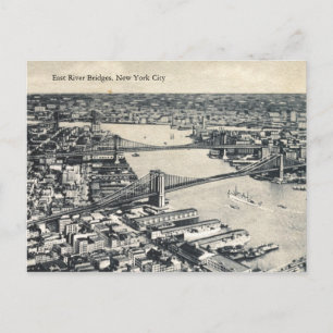 East River Brücken, New York City Vintag Postkarte