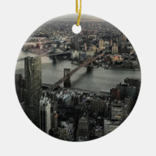 East River New York City Brooklyn Manhattan Bridge Keramik Ornament