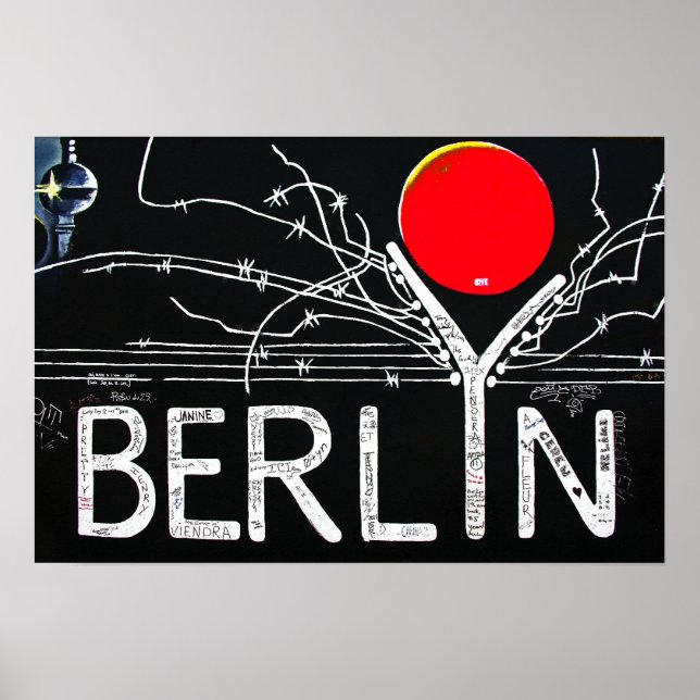 East Side Gallery, Berliner Mauer, Barbed Wire/Red Poster (Vorne)