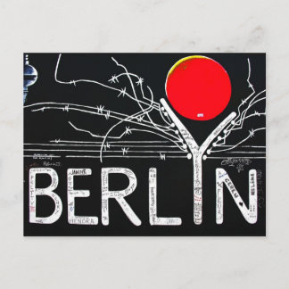 East Side Gallery, Berliner Mauer, Barbed Wire/Red Postkarte