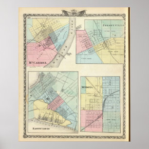 East St Louis, Mt Carmel, Jerseyville und Mendota Poster