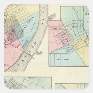 East St Louis, Mt Carmel, Jerseyville und Mendota Quadratischer Aufkleber