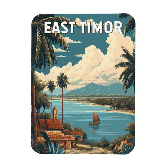 East Timor Illustration Travel Art Vintage Magnet (Vertikal)