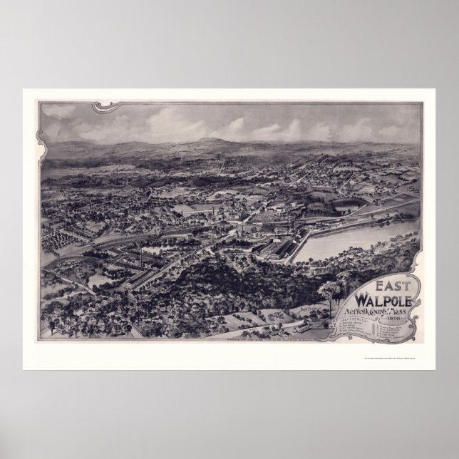 East Walpole, MA Panoramic Map - 1898 Poster (Vorne)