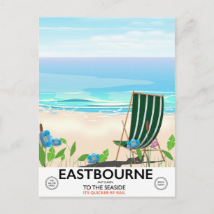 Eastbourne Beach East Sussex Reiseplakat Postkarte