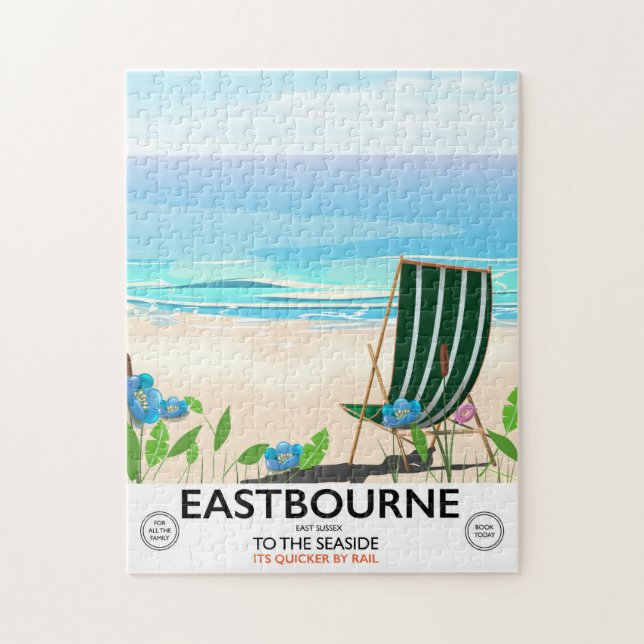 Eastbourne Beach East Sussex Reiseplakat Puzzle (Vertikal)