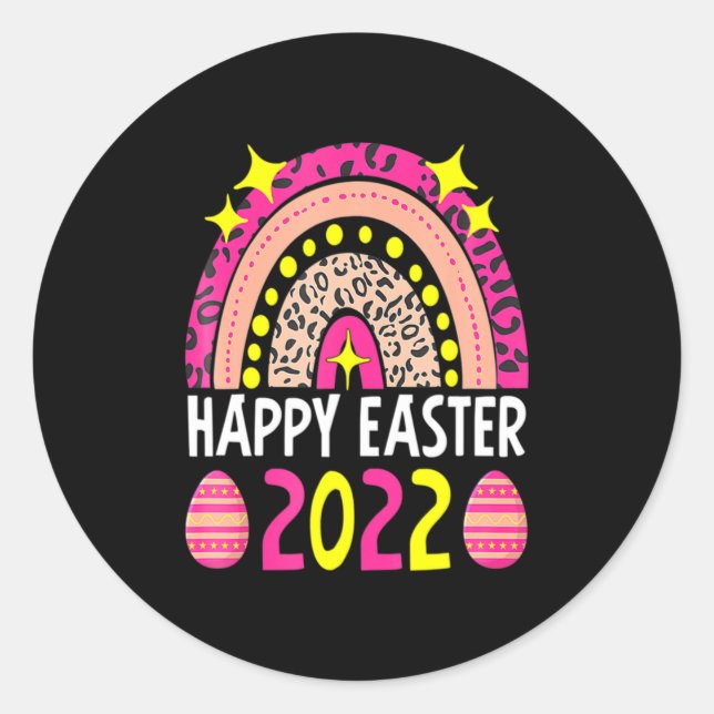 Easter 2022 rainbow cute happy easter 2022 women  runder aufkleber (Vorderseite)