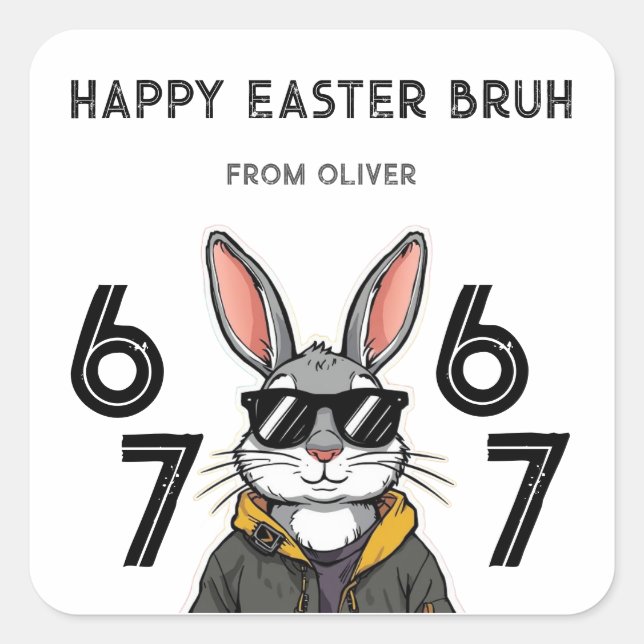 Easter 67 Six Seven Fun Cool Boys School Class Quadratischer Aufkleber (Vorderseite)